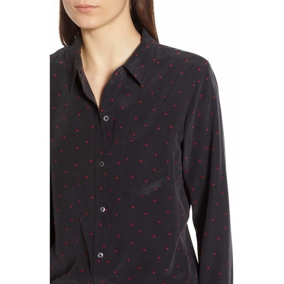 Rails Kate Silk Shirt with Red Mini Hearts - Picture 2 of 13